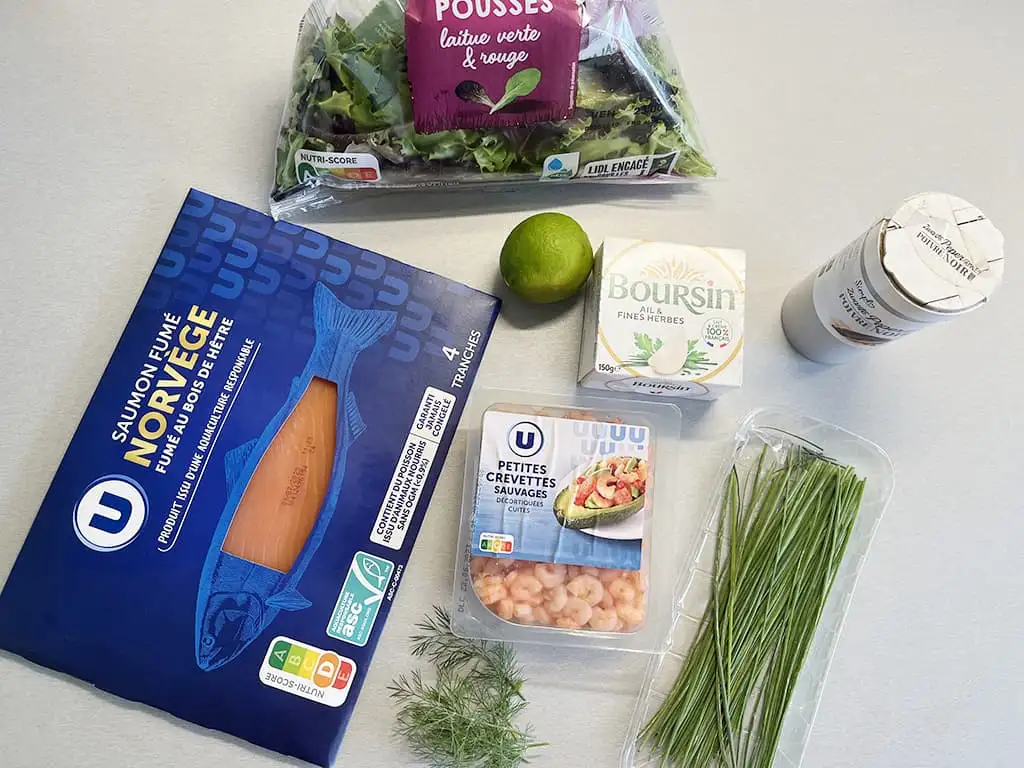 Zalmbonbons met garnalen ingrediënten
