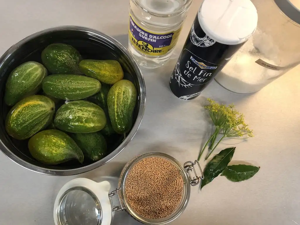 Zure bommen (augurken inmaken) ingrediënten