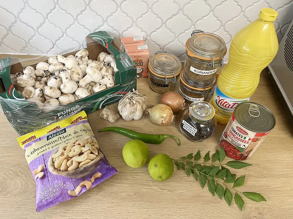 Champignon curry ingrediënten