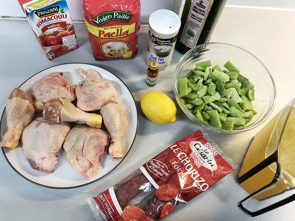 Paella met kip en chorizo ingrediënten