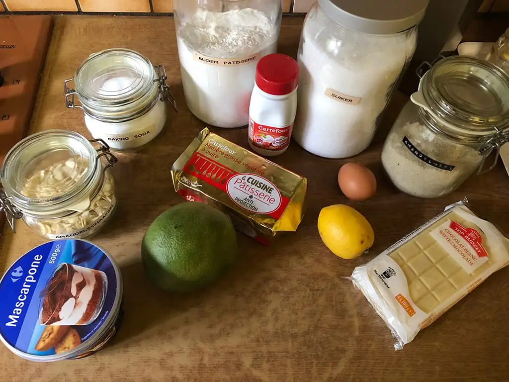 Witte chocolade en mango slof ingrediënten