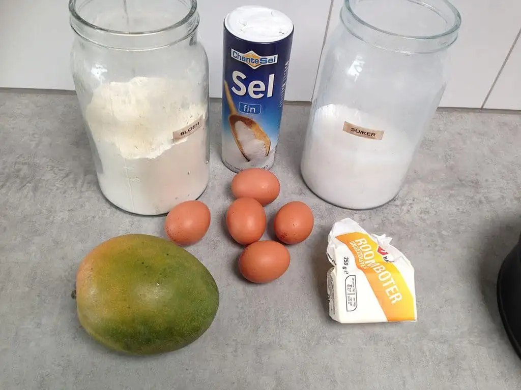 Luchtige cake met mango ingrediënten
