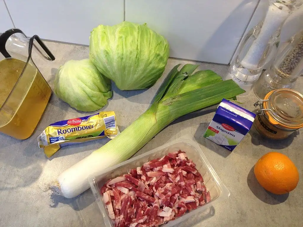 IJsbergslasoep met spekjes ingrediënten