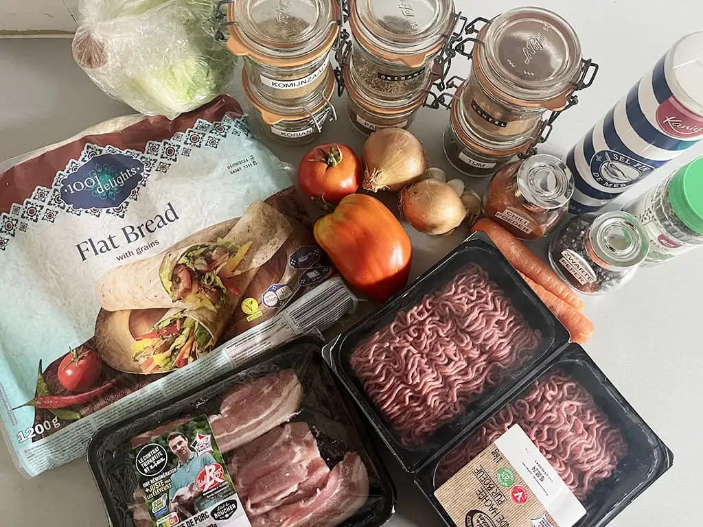 Zelf döner kebab maken ingrediënten