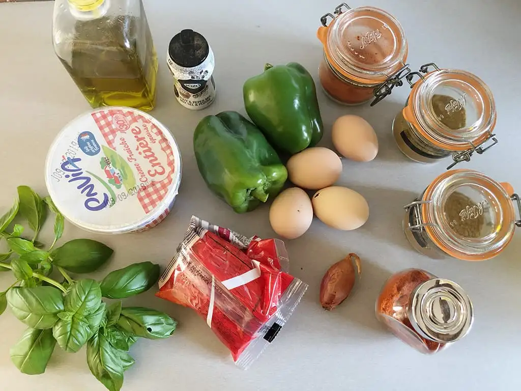 Gevulde paprika's met chorizo en ei ingrediënten
