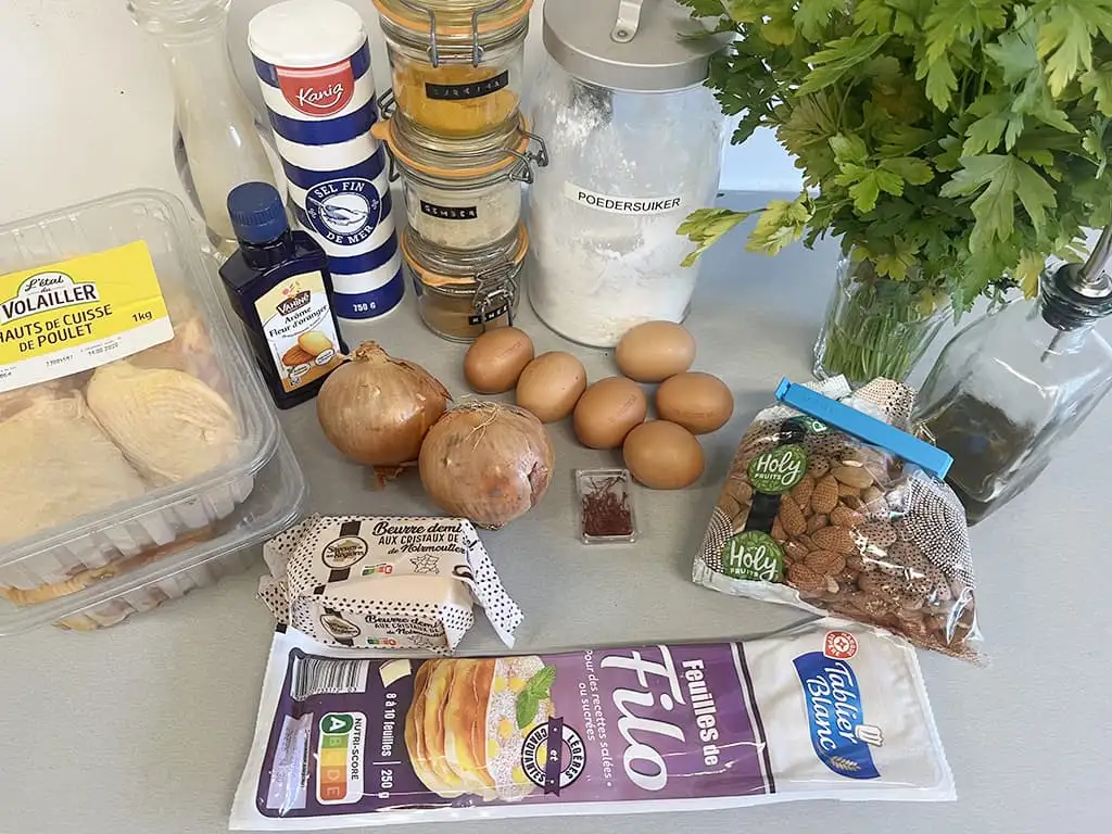 Marokkaanse kip bastilla ingrediënten