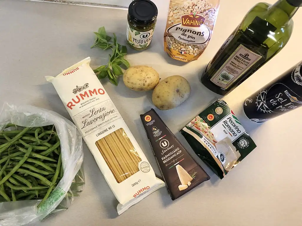 Trenette met pesto en sperziebonen ingrediënten