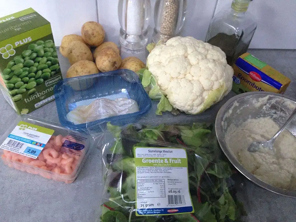 Kabeljauw met tuinbonen en bloemkool ingrediënten