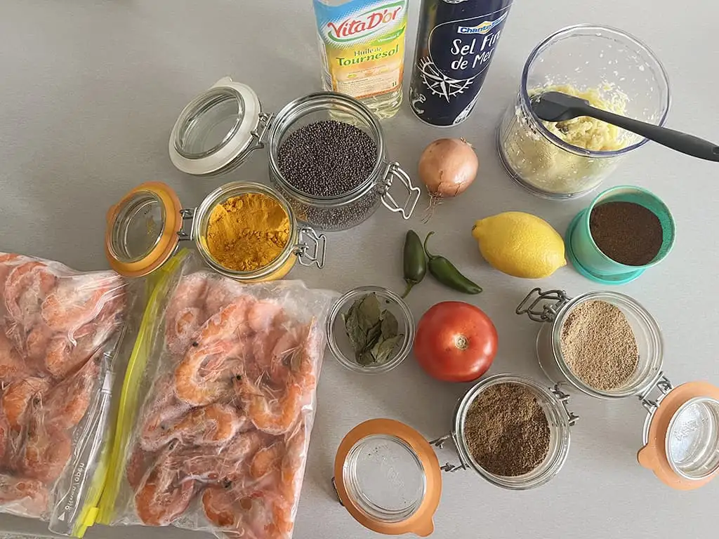 Tawa kolambi - Pittige garnalen ingrediënten