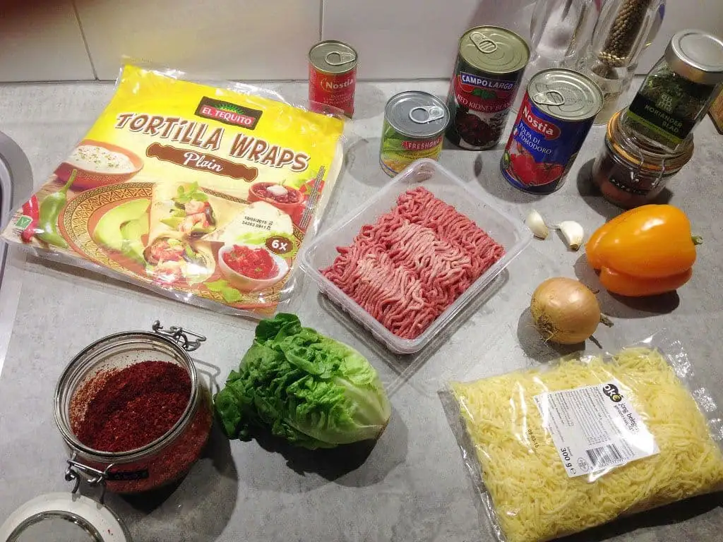 Wraps met gehakt uit de oven ingrediënten