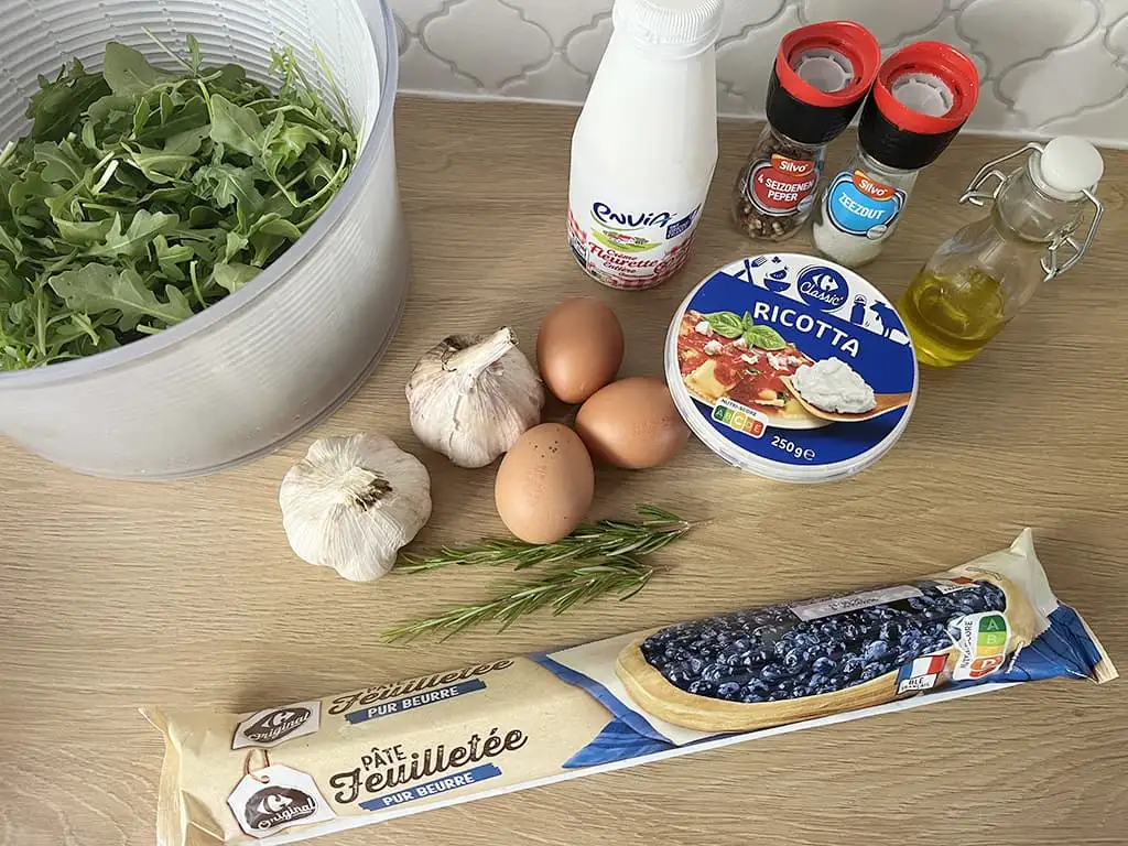 Knoflooktaart met ricotta ingrediënten