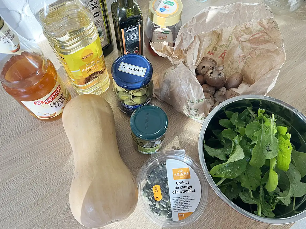 Salade met geroosterde pompoen en kappertjes ingrediënten