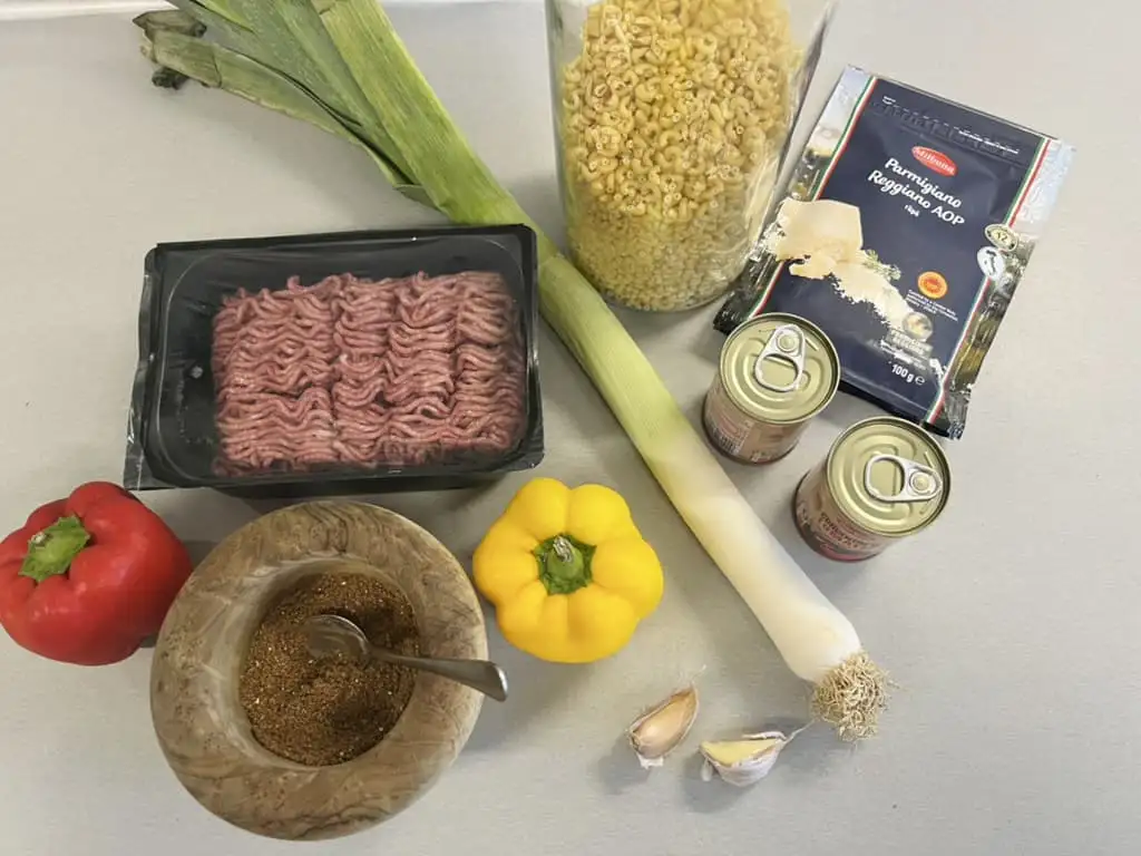 Macaroni met gehakt ingrediënten