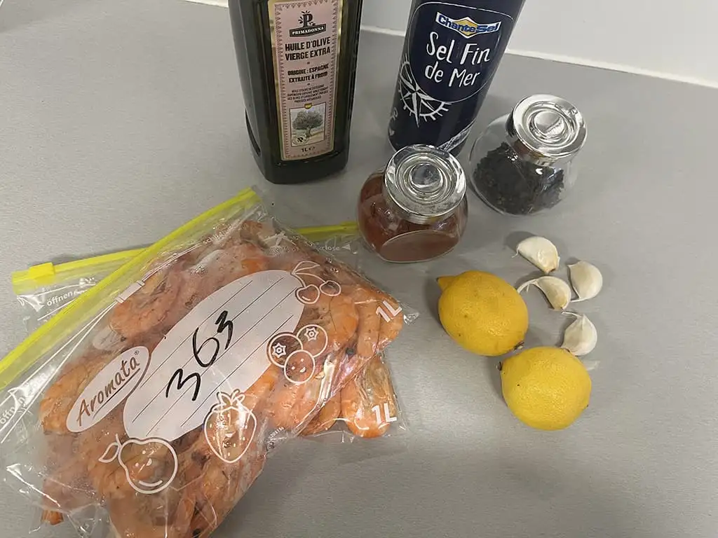 Garnalenspies van de barbecue ingrediënten