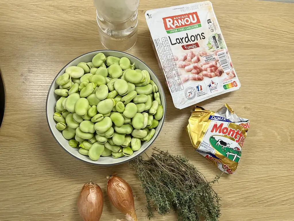 Tuinbonen met spekjes ingrediënten