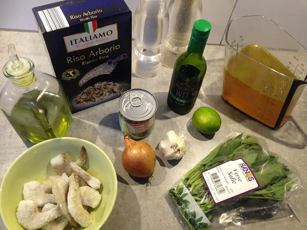 Risotto met erwtjes en gamba's ingrediënten