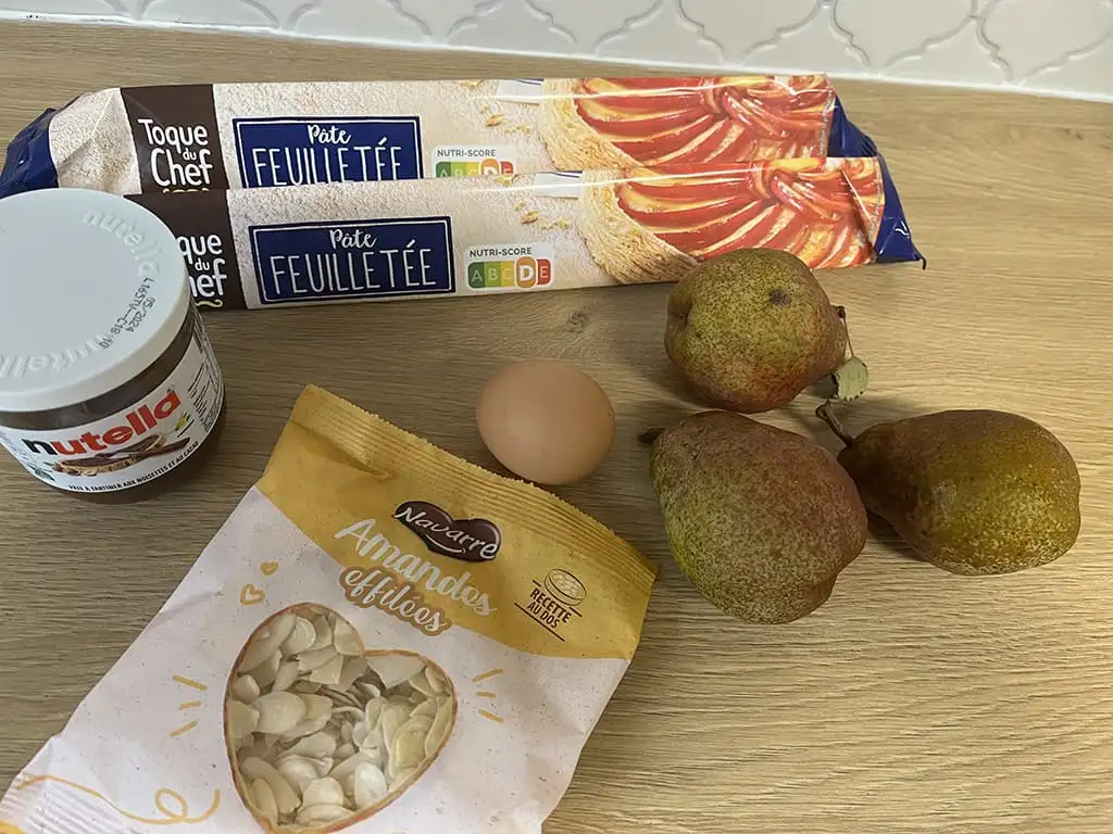 Bladerdeeg met Nutella en peer ingrediënten