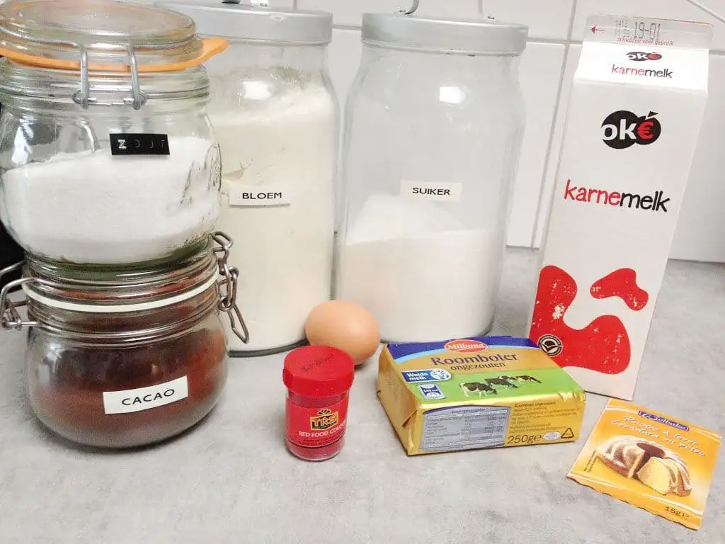 Red velvet madeleines ingrediënten