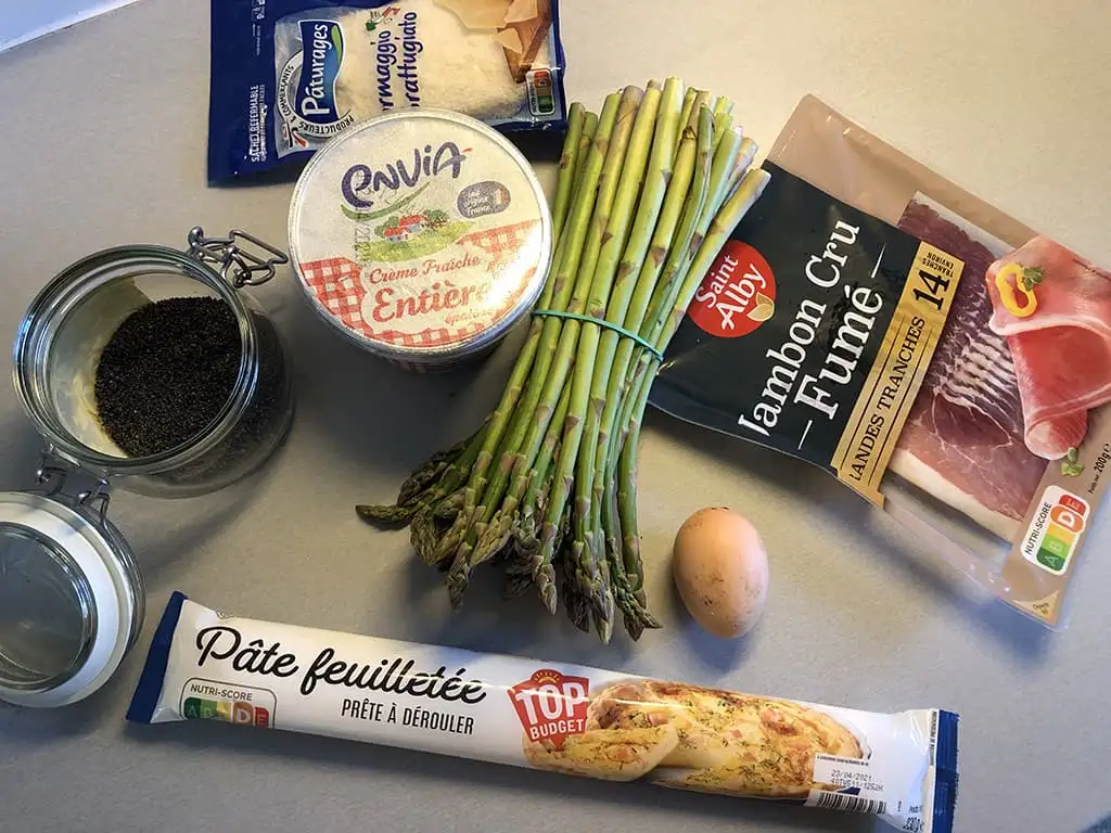 Groene asperges in bladerdeeg ingrediënten