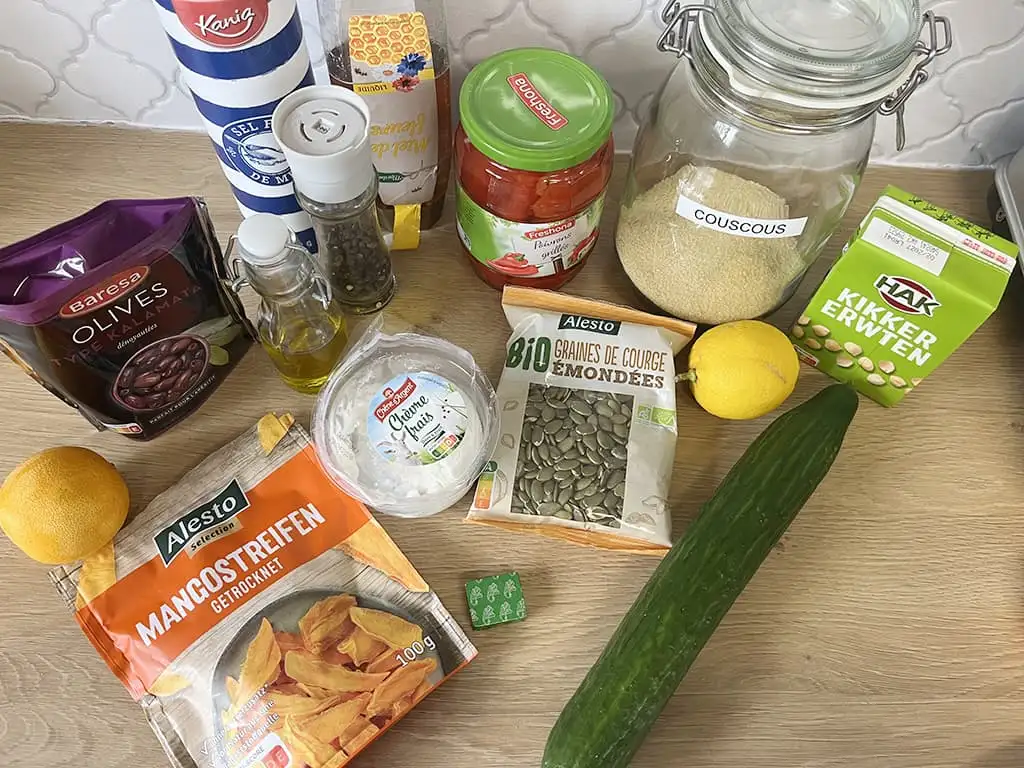 Couscous salade met mango ingrediënten