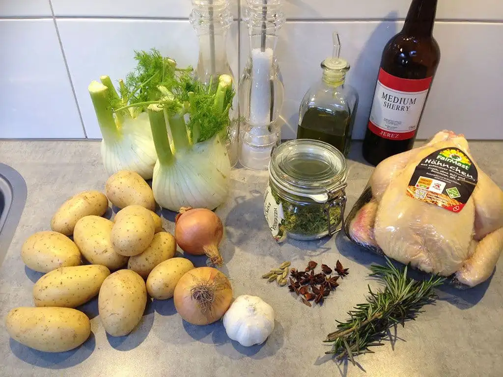 Rustieke hele kip met venkel uit de pan ingrediënten