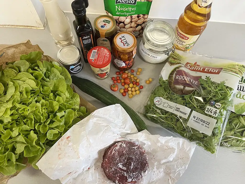 Carpaccio salade met truffeldressing ingrediënten