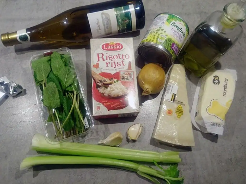 Doperwten-muntrisotto ingrediënten