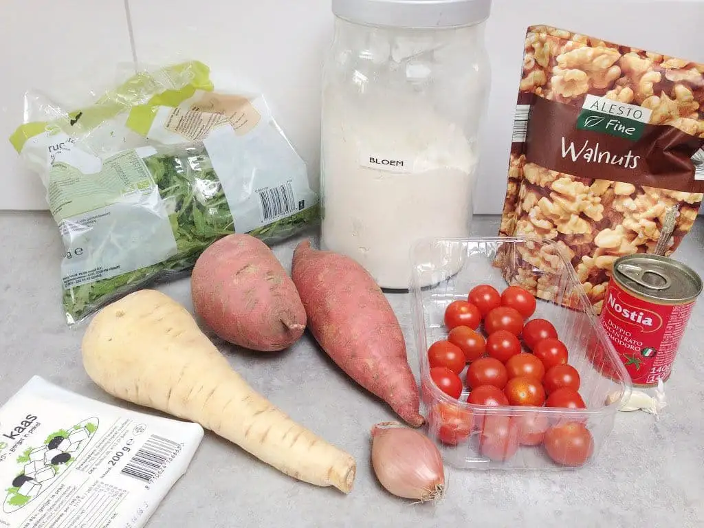 Zoete aardappelpizza ingrediënten