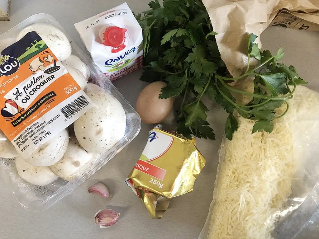 Gegratineerde champignons ingrediënten