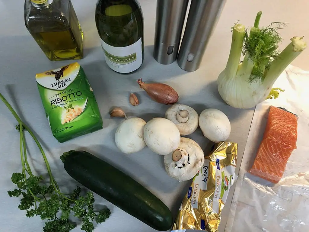 Risotto met venkel, courgette en zalm ingrediënten