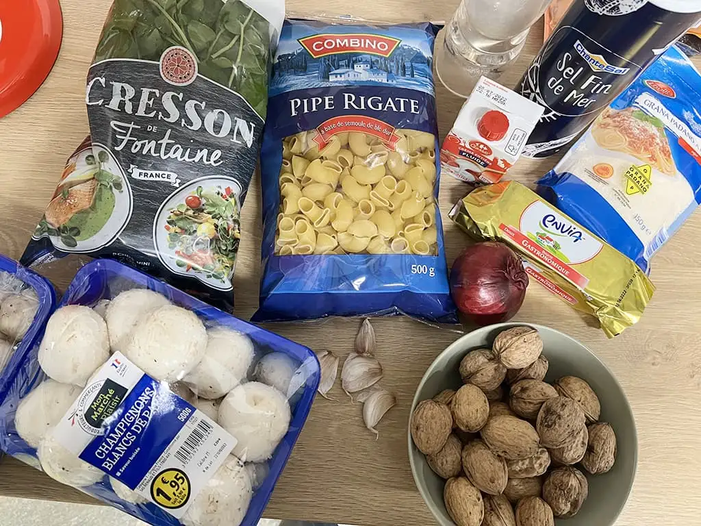 Romige pasta met champignons ingrediënten