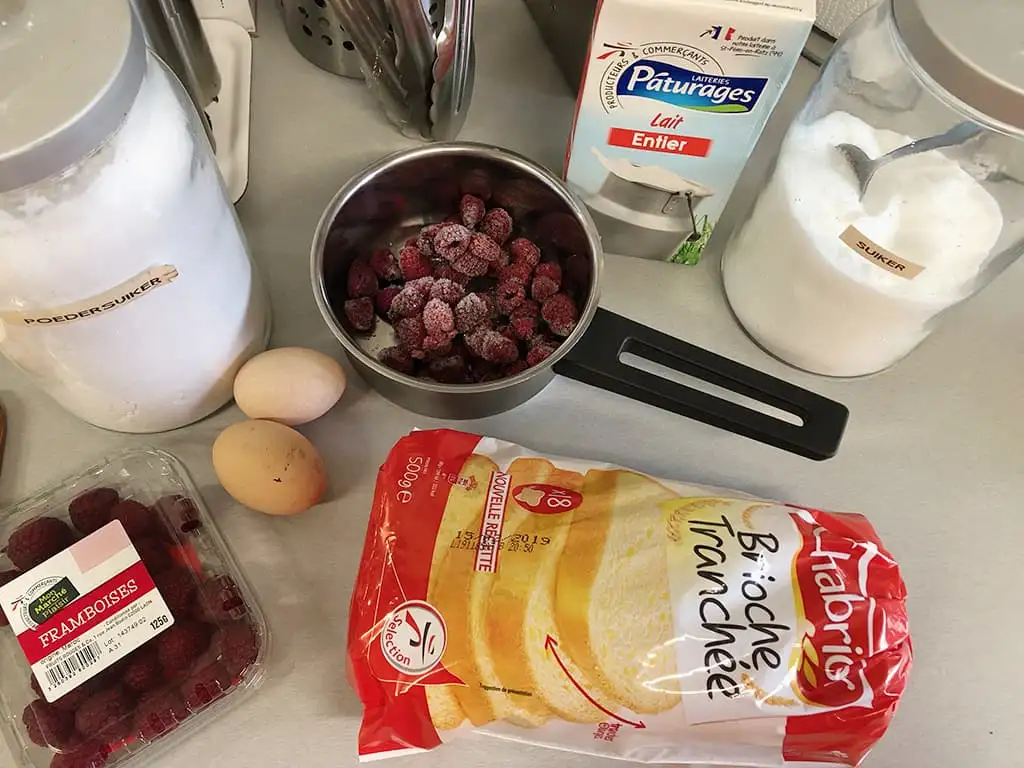 Wentelteefjes met frambozen ingrediënten