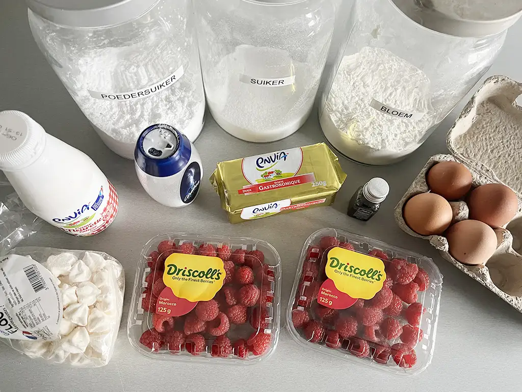 Frambozen bûche de Noël ingrediënten