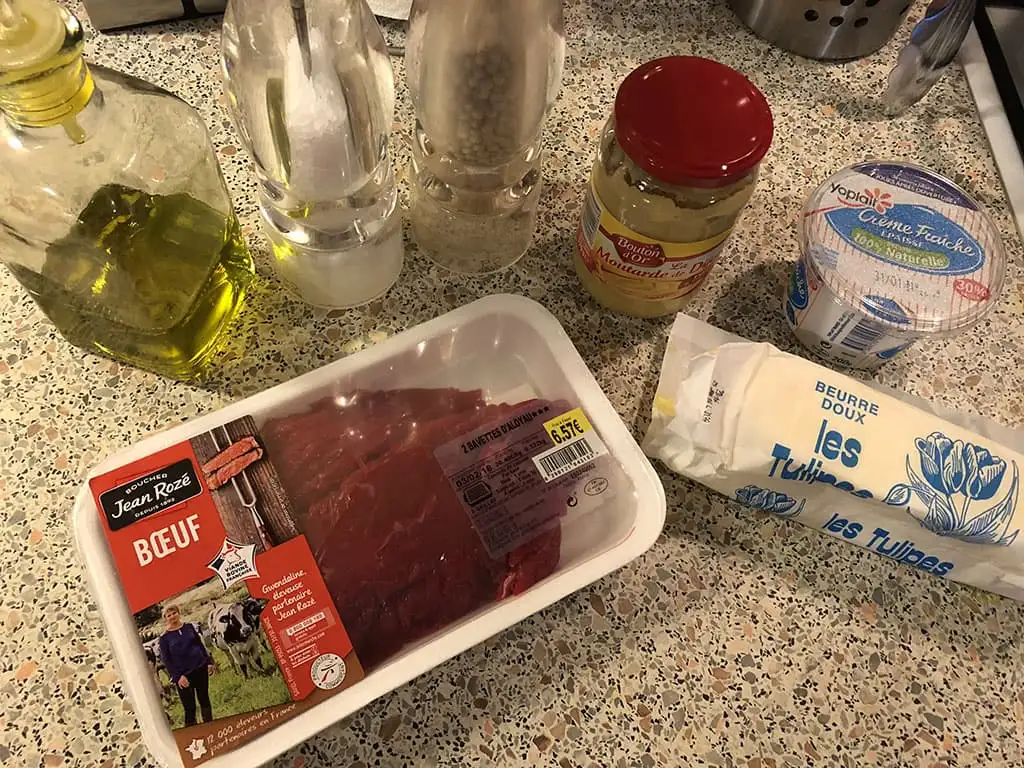 Bavette met mosterdsaus ingrediënten