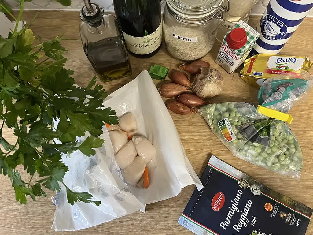 Champagne risotto met coquilles ingrediënten