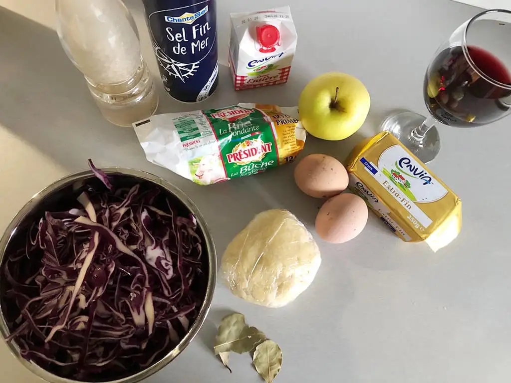 Mini quiches met rode kool ingrediënten