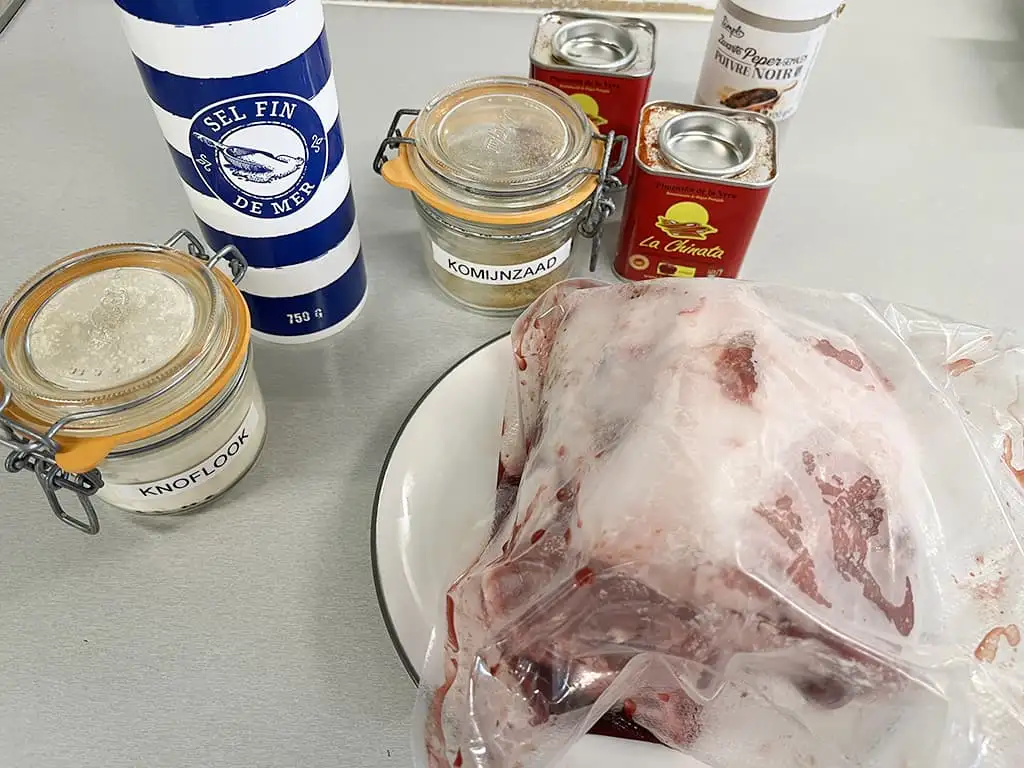 Varkenslende van de BBQ ingrediënten
