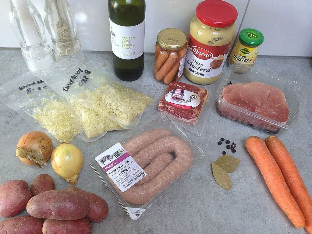 Choucroute garnie - gegarneerde zuurkool ingrediënten