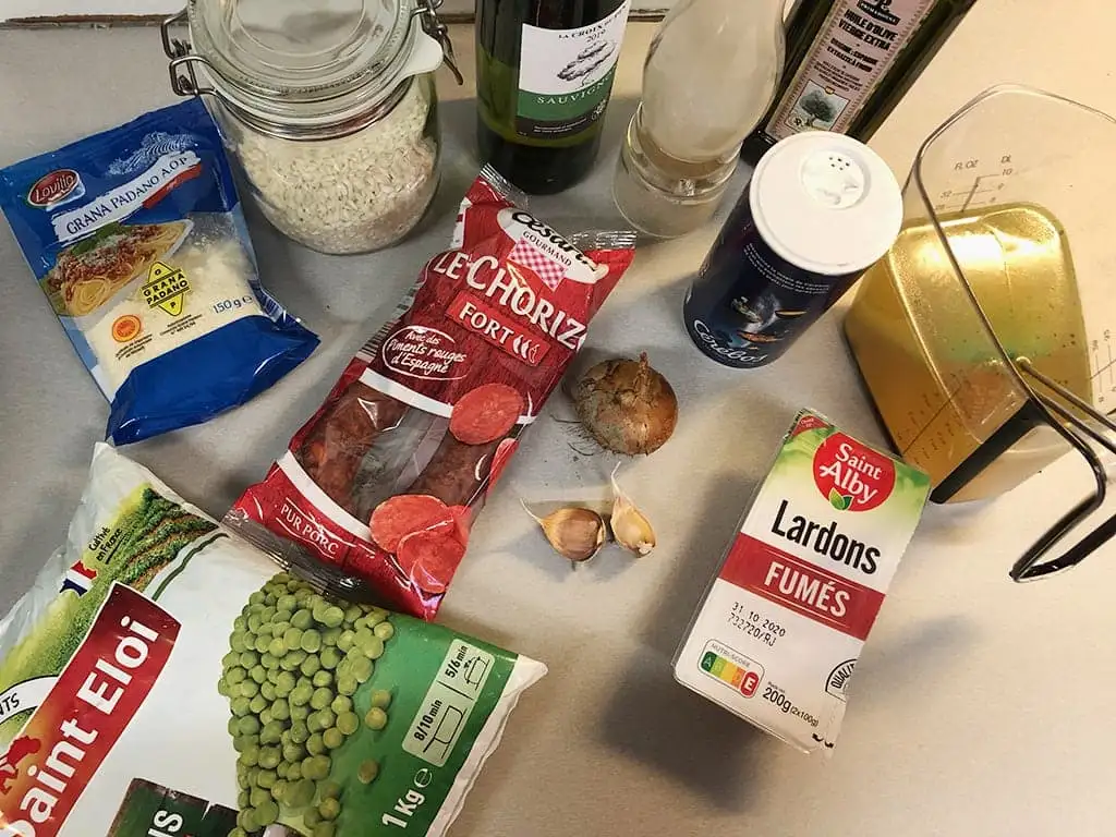 Risotto met chorizo en erwtjes ingrediënten