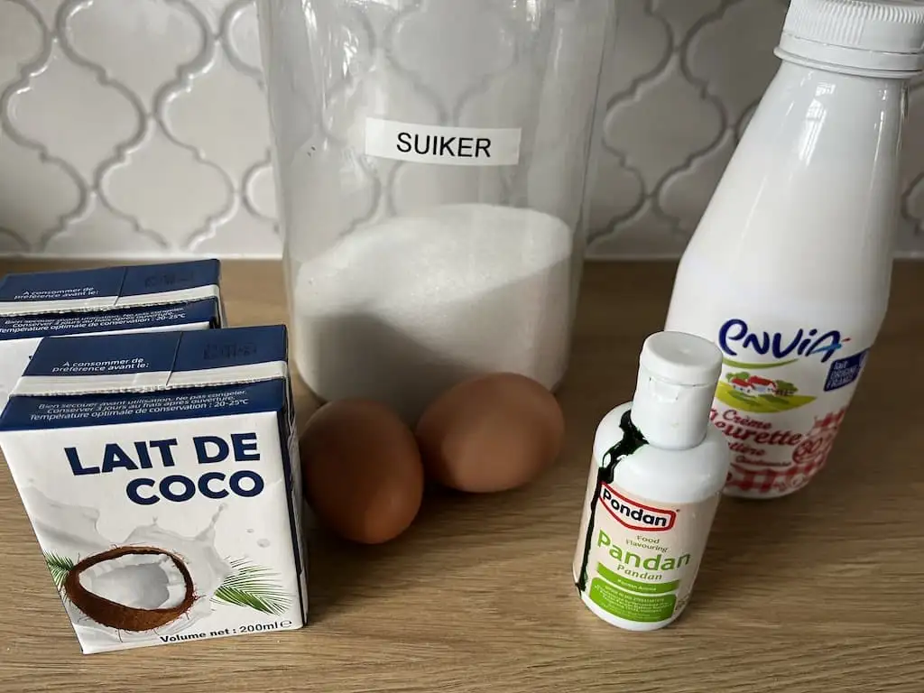 Pandan kokosijs ingrediënten