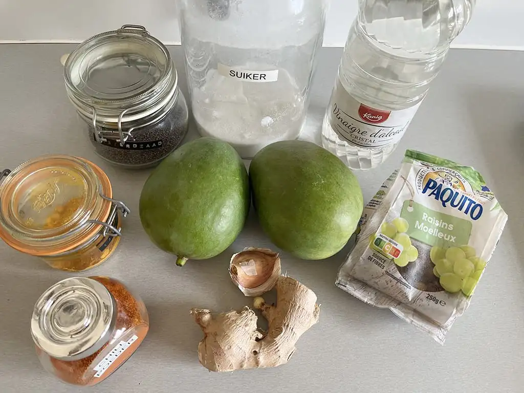 Indiase mango chutney ingrediënten