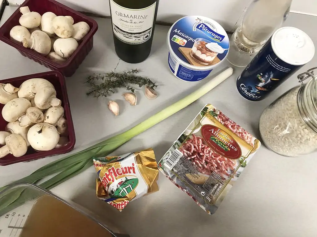 Risotto met champignons en mascarpone ingrediënten