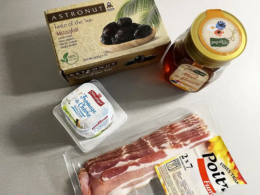 Dadels met spek en geitenkaas ingrediënten