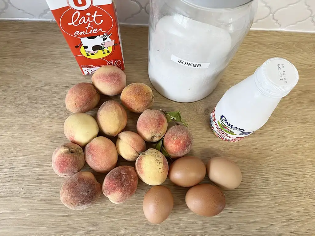 Perzik roomijs ingrediënten