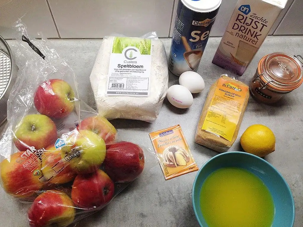 Appelkruimeltaart (lactose en geraffineerde suiker vrij) ingrediënten