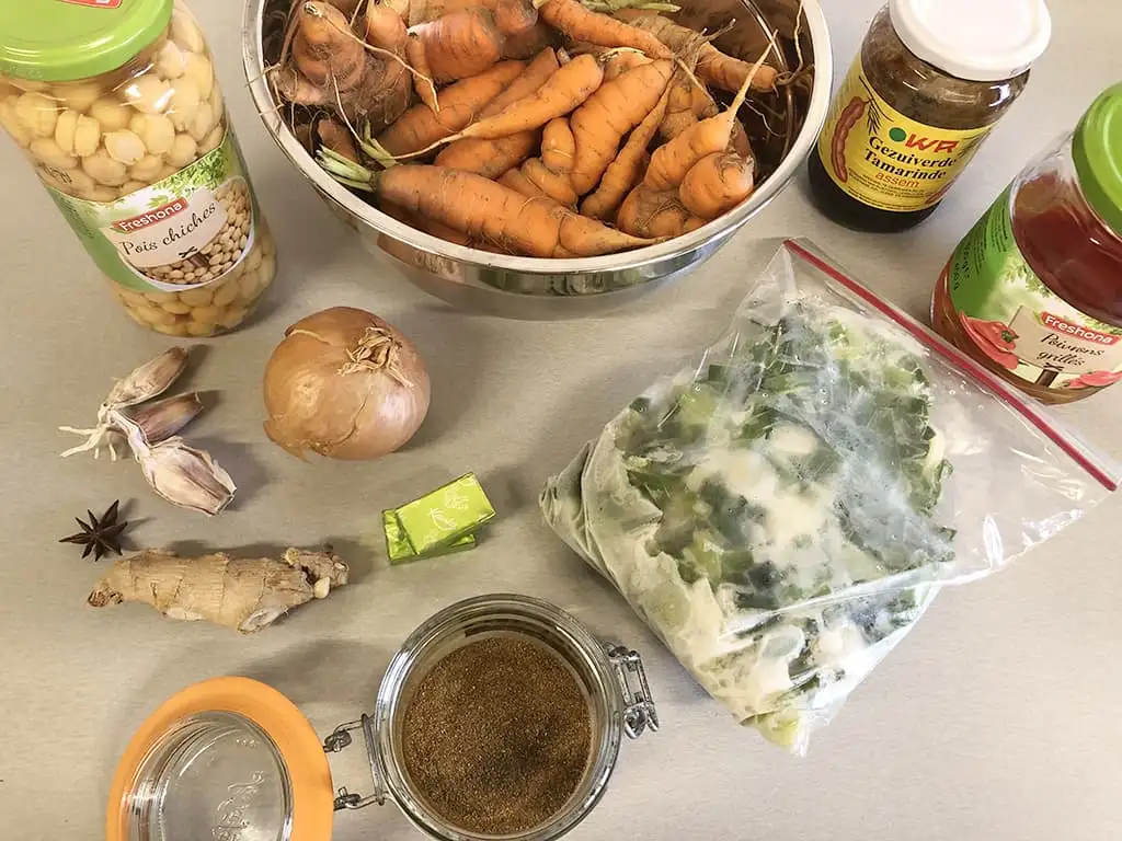 Wortel-preisoep ingrediënten