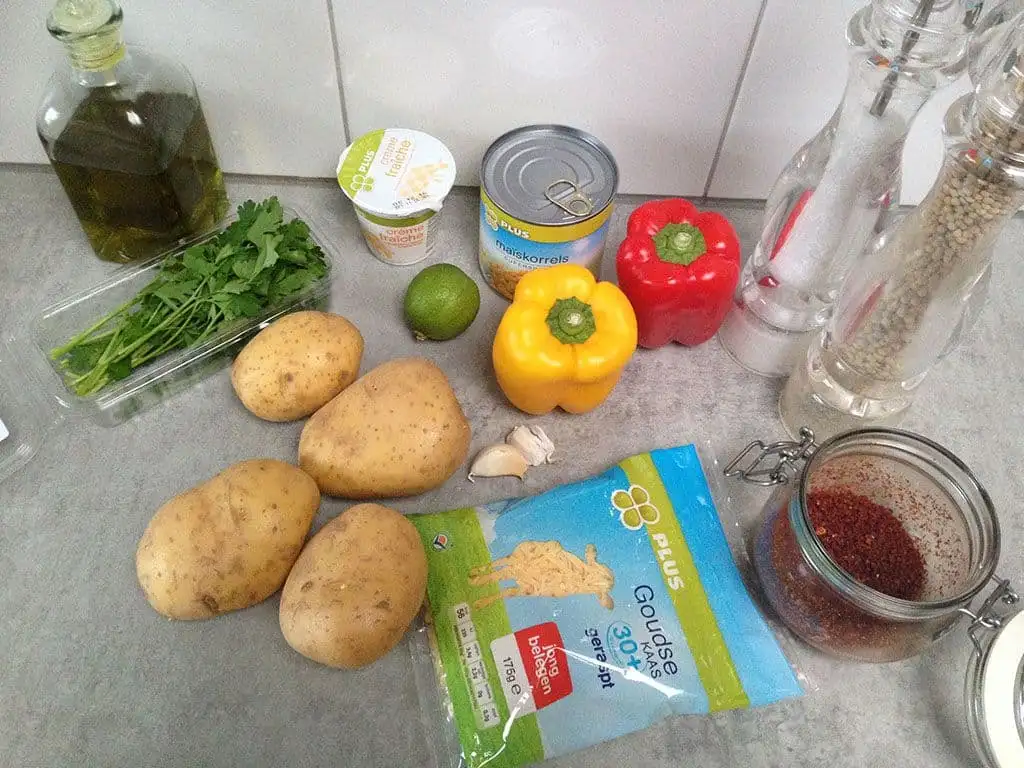 Mexicaanse gepofte aardappel ingrediënten