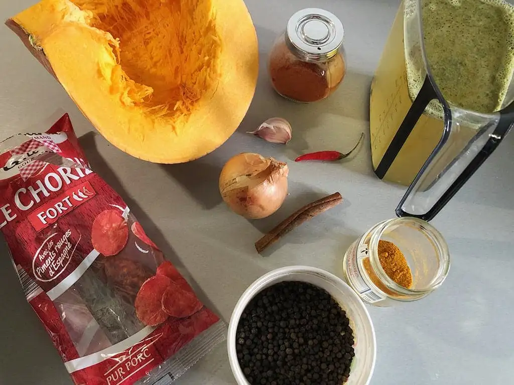 Pompoensoep met chorizo ingrediënten