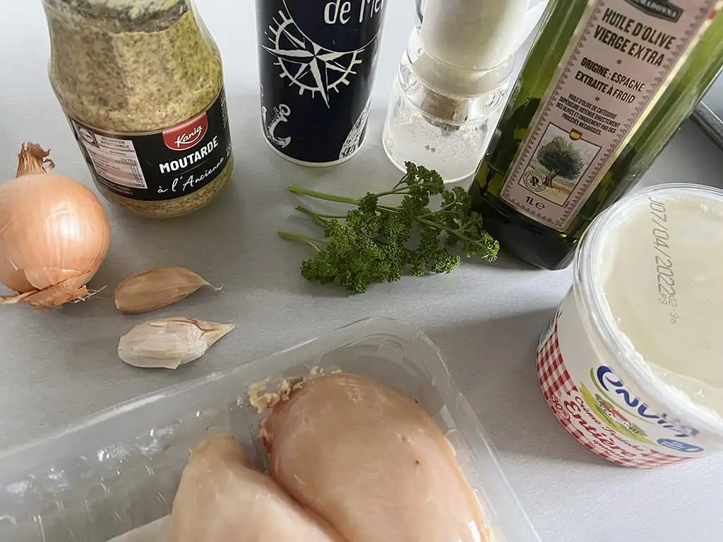 Kip in mosterdroomsaus ingrediënten