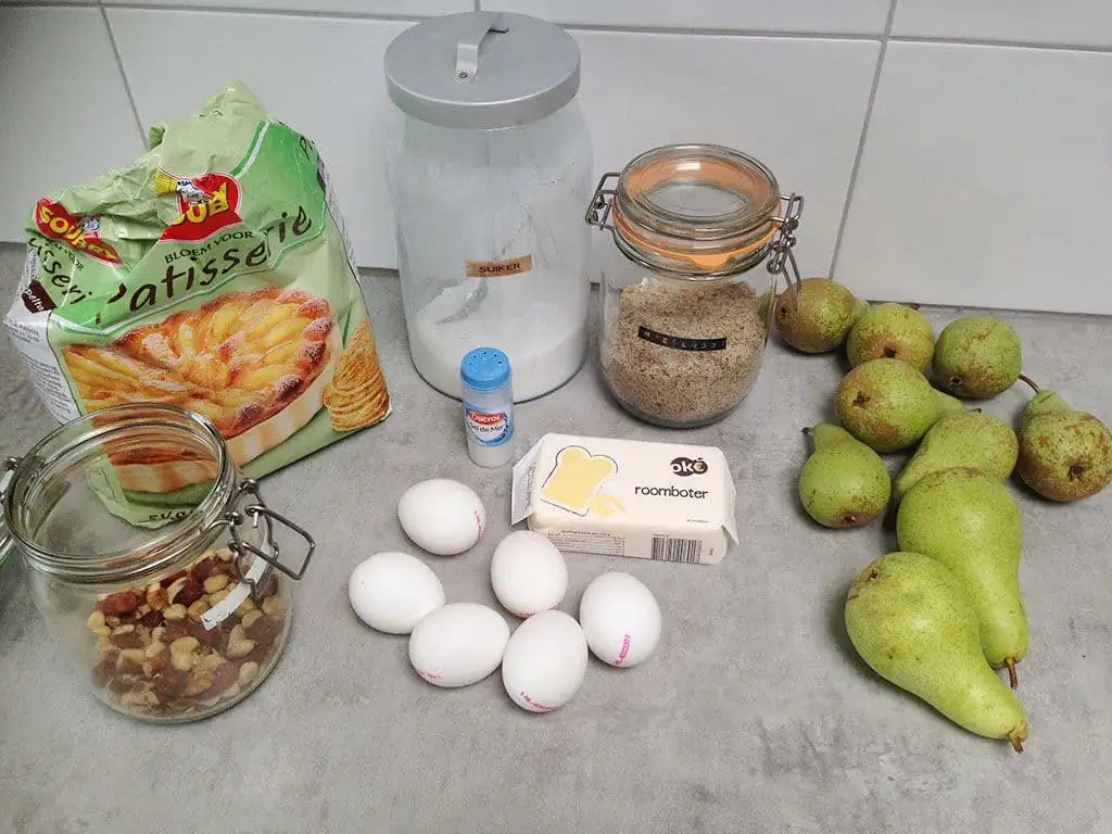 Hazelnoten cake met peer ingrediënten